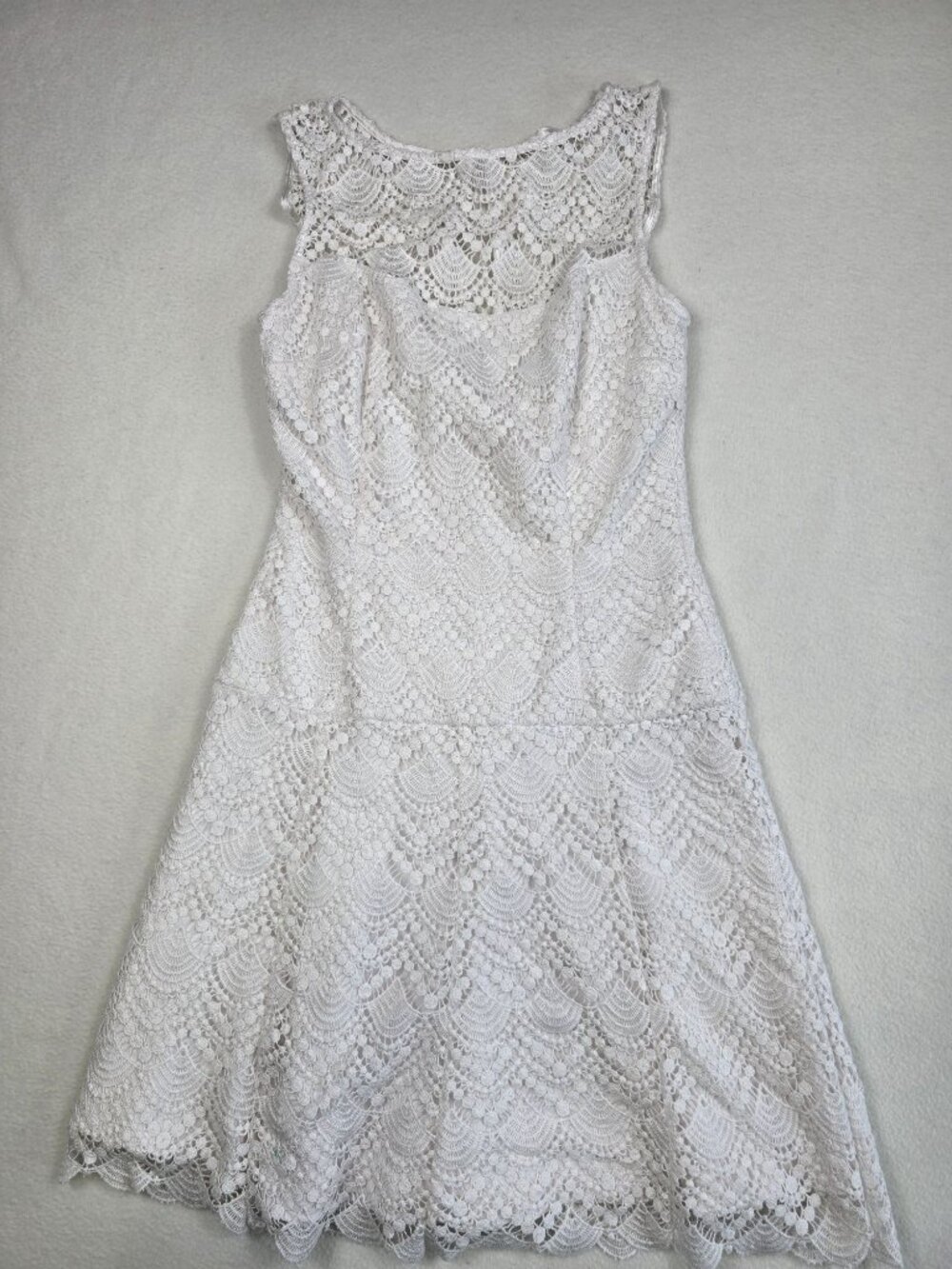 White House Black Market 00 White Crochet Lace Dress Sleeveless